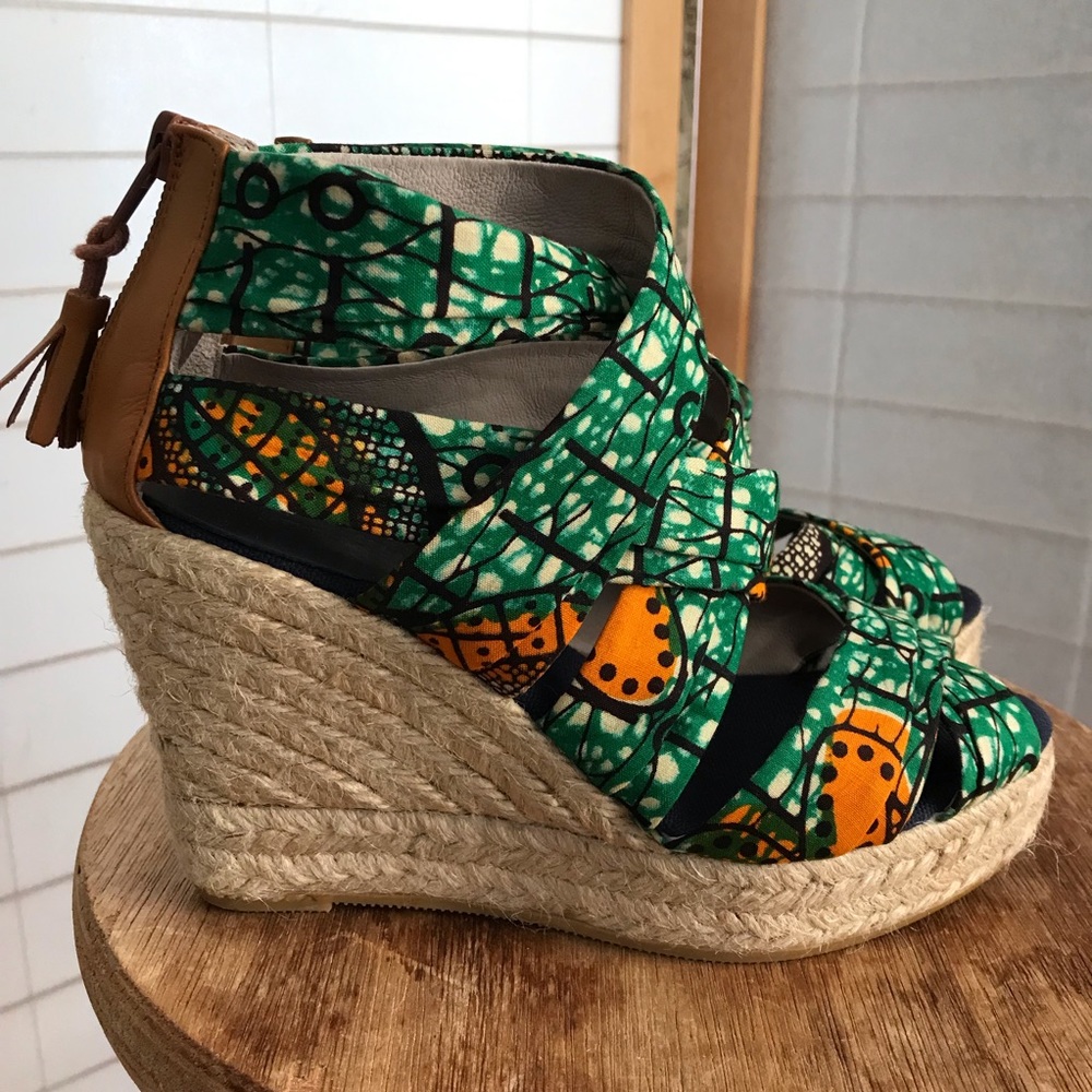 Bettye Muller x African wax cloth platform sandals